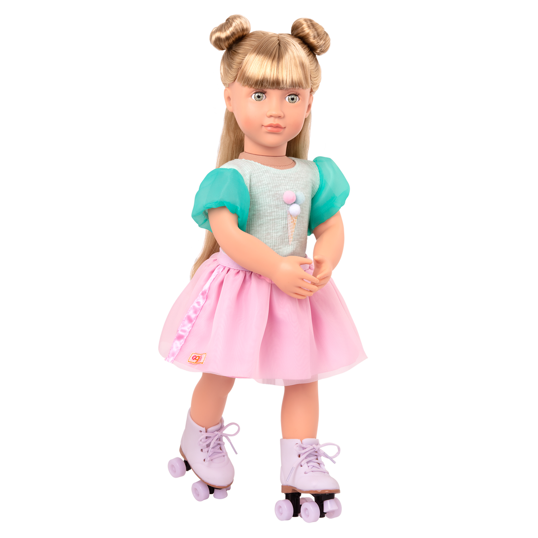 Scoopalicious Ice Cream Outfit Roller Skates for 18-inch Dolls