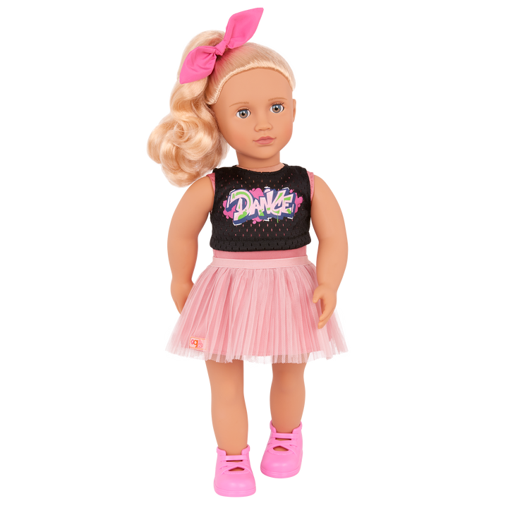 Our Generation Lourdes 18-inch doll with blonde hair and blue eyes dance and activity