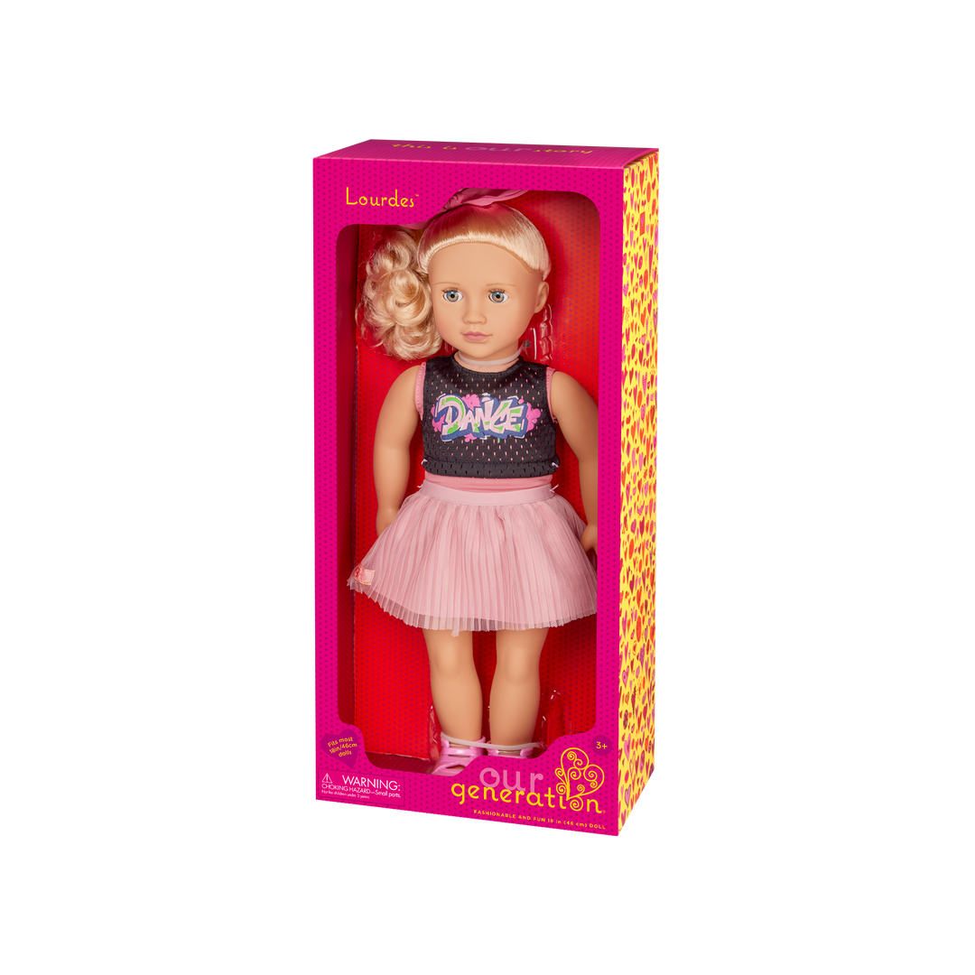 Our Generation Lourdes 18-inch doll with blonde hair and blue eyes dance and activity