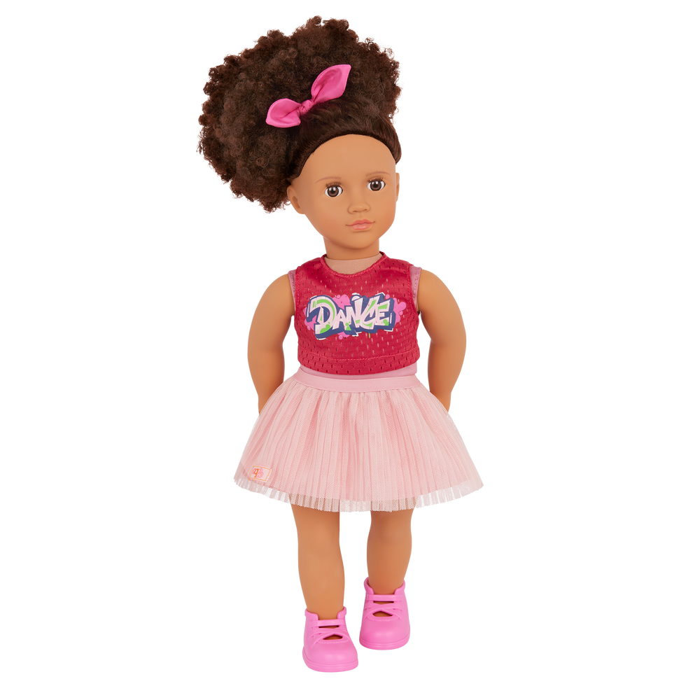 Our Generation Catalina 18-inch Doll curly brown haired and brown eyed doll with dancing active theme