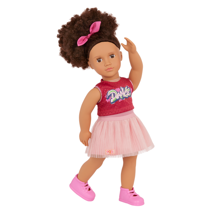 Our Generation Catalina 18-inch Doll curly brown haired and brown eyed doll with dancing active theme