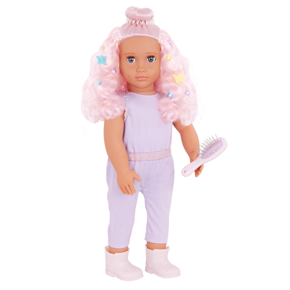 Our Generation Elara & Lumina 20-inch horse equestrian playset with a pink haired and blue eyed 18-inch doll