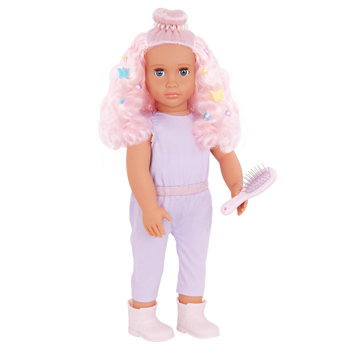 Our Generation Elara & Lumina 20-inch horse equestrian playset with a pink haired and blue eyed 18-inch doll