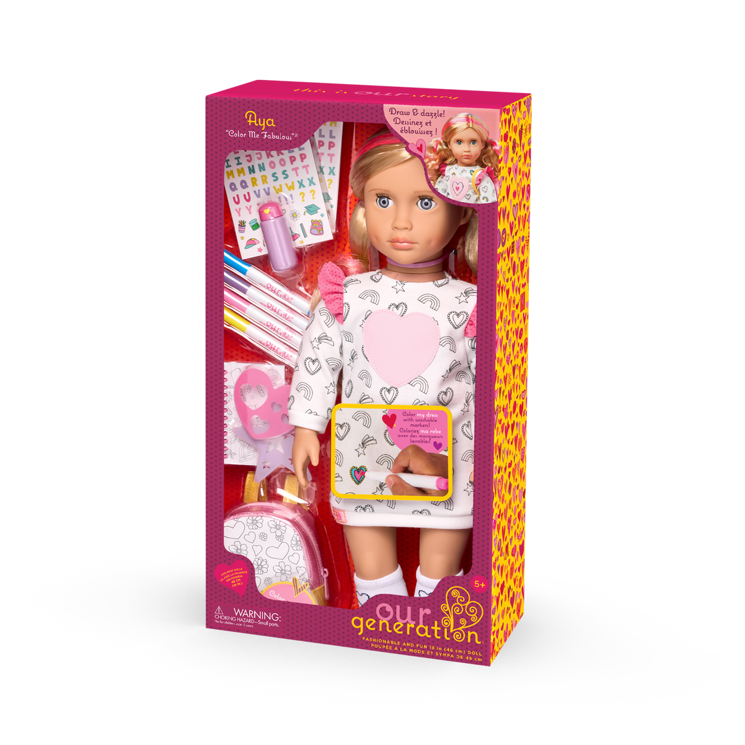 Our Generation 18-inch Doll Aya Color Me Fabulous