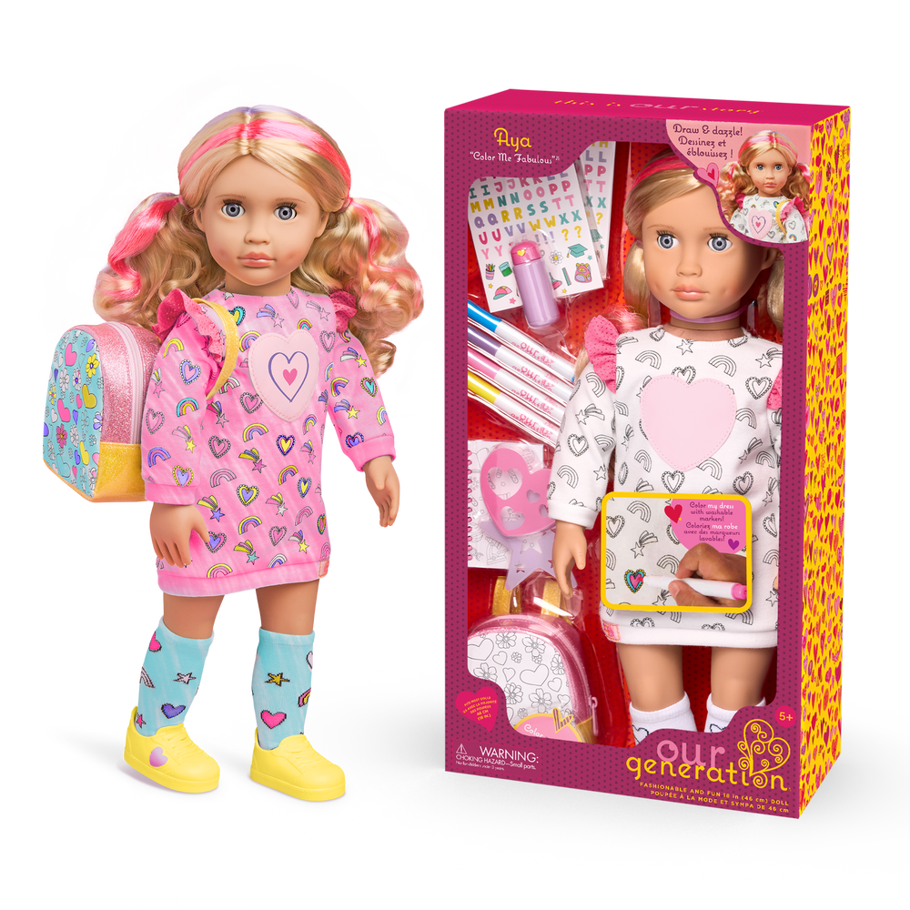 Our Generation 18-inch Doll Aya Color Me Fabulous