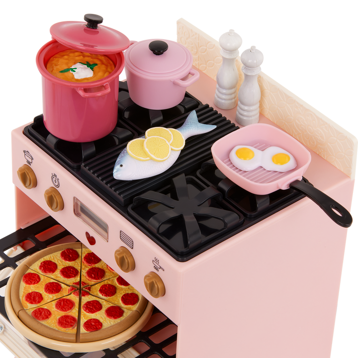 Our Generation make and bake stove cooking playset for 18 inch dolls