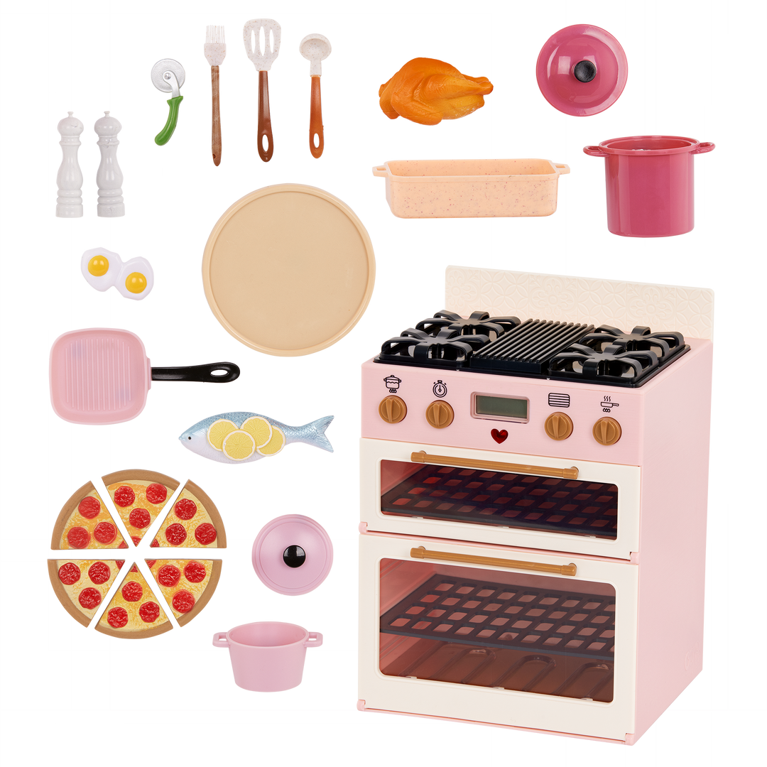 Our Generation make and bake stove cooking playset for 18 inch dolls