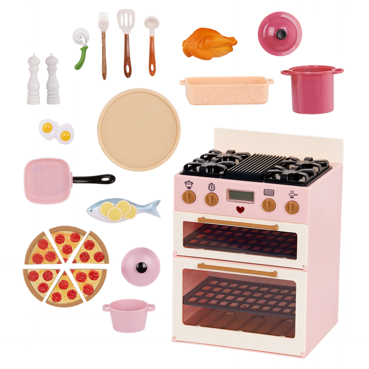 Our Generation make and bake stove cooking playset for 18 inch dolls