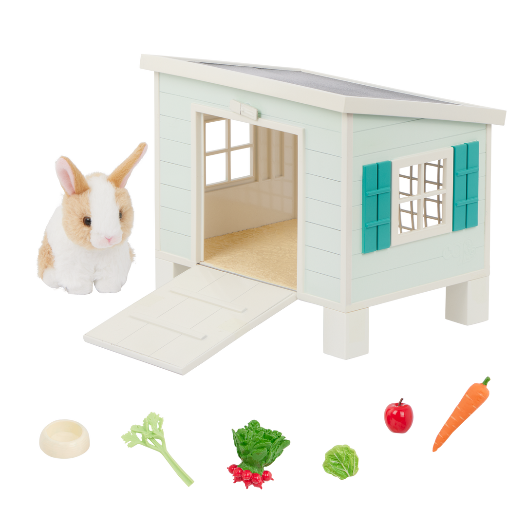 Bunny Hutch Set Plush Rabbit Pet House Our Generation – Our