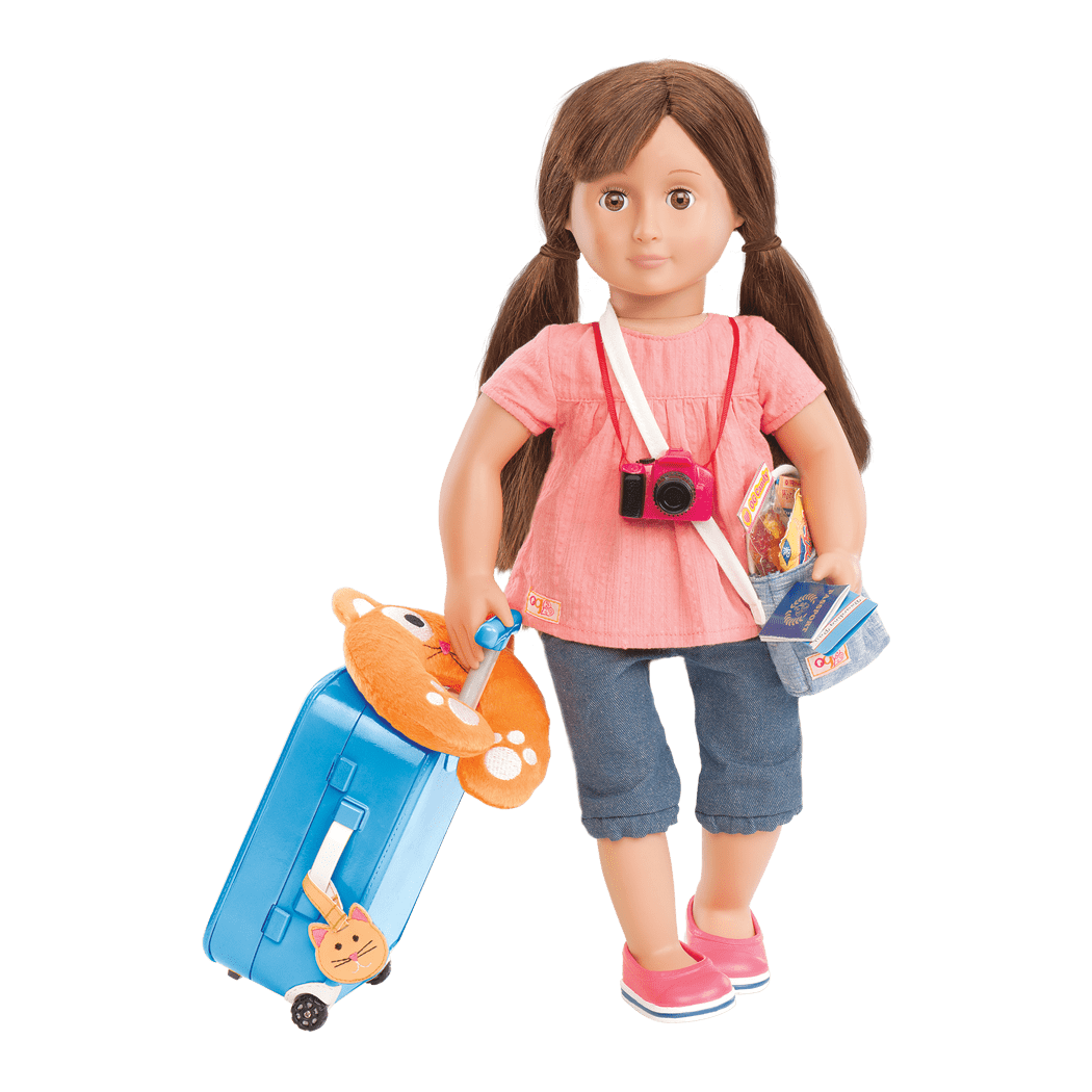 18-inch doll with luggage playset