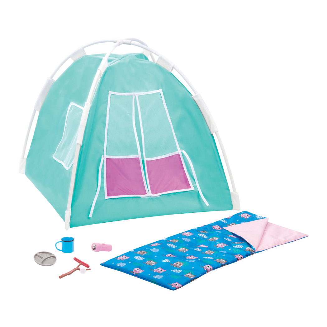 Our Generation Happy Camper Set camping playset with tent and sleeping bag for 18 inch dolls