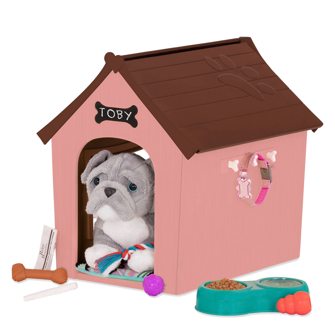Pitbull plushie using dog house playset
