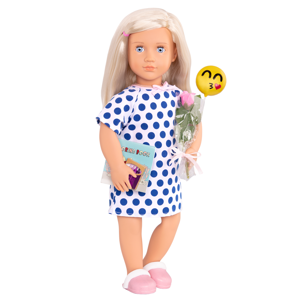46 cm doll with hospital stay accessories