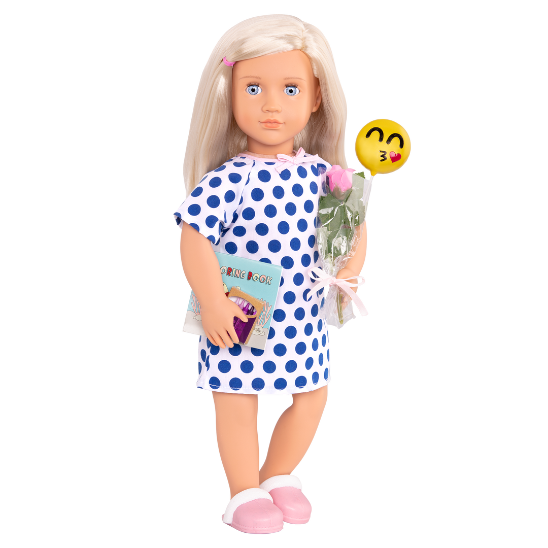 46 cm doll with hospital stay accessories