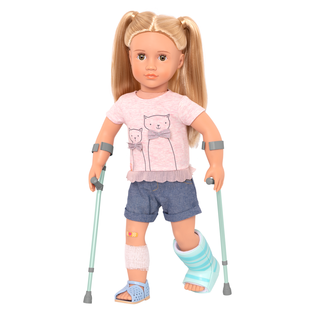 18-inch doll on crutches
