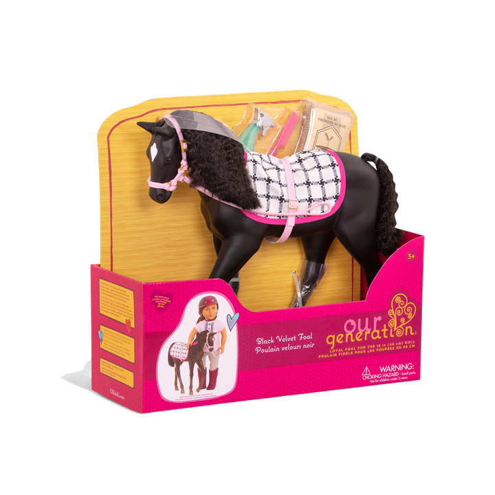 18-inch doll with black velvet foal figurine