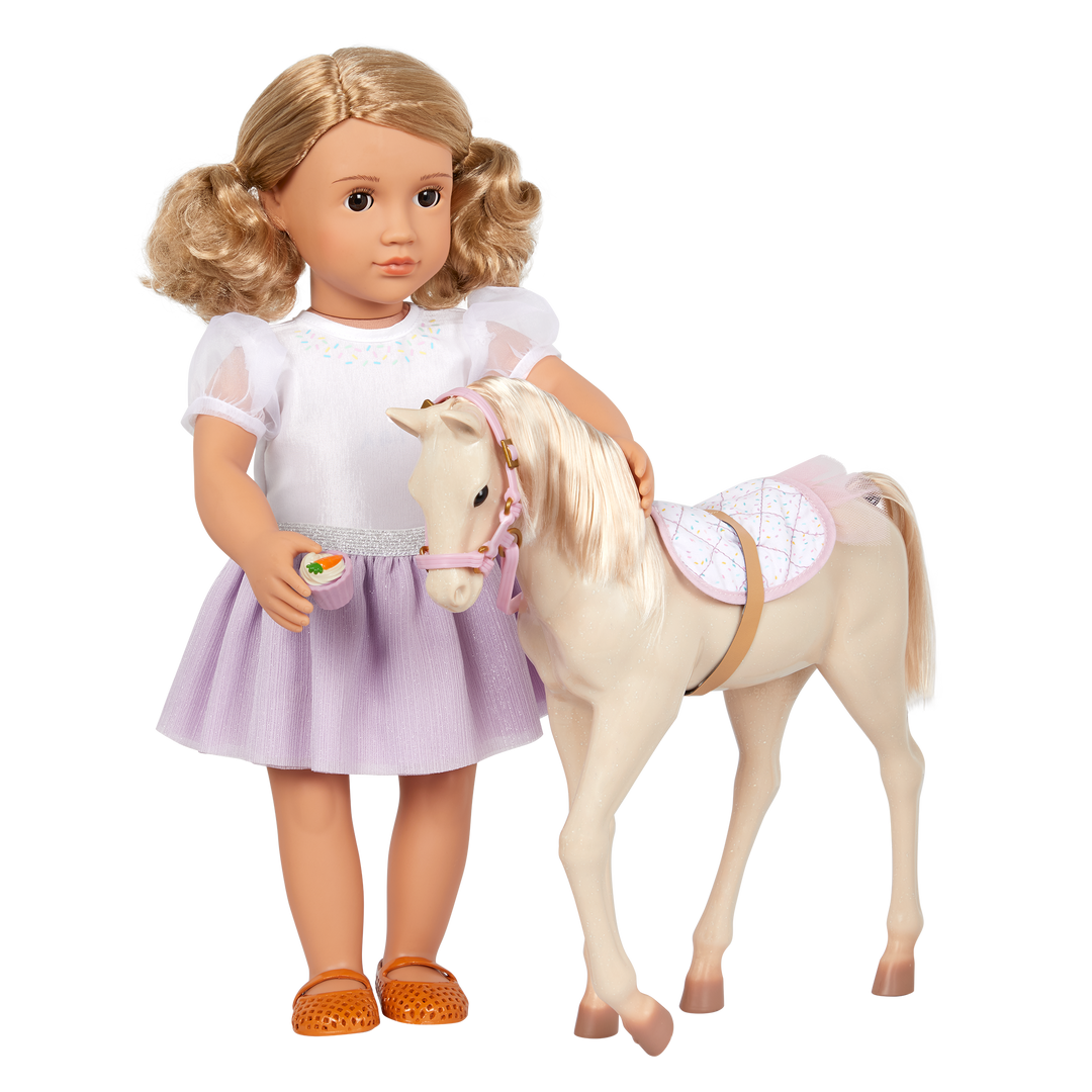 Our Generation Palomino Party Foal pony playset with 12 inch baby horse for 18 inch dolls